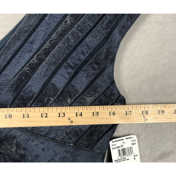 NWT ADRIANNA PAPELL Cocktail Dress Sz 6 Blue Midi Layered Lined Iridescent NEW - Picture 11 of 16